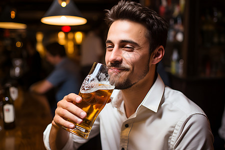 微笑拿酒杯的男士高清图片