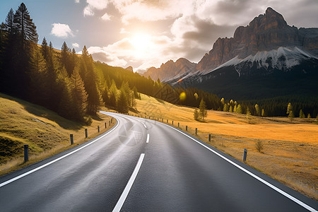 路上的风景山路上的黄昏风景背景