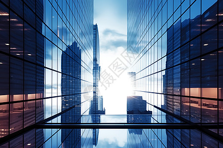 城市建筑banner城市大楼的镜子背景