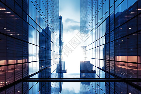 城市大楼的镜子背景图片