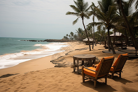 海滩上的休息椅子图片