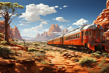 荒野中行驶的火车图片