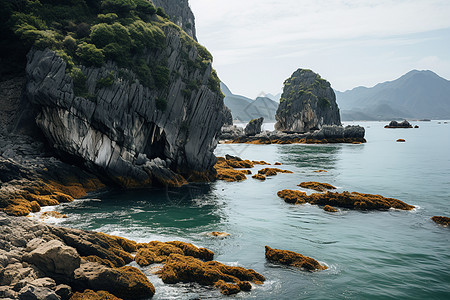 美丽的岩石海滩图片