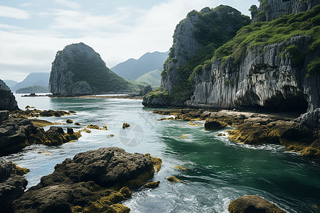 美丽的海岸小岛图片