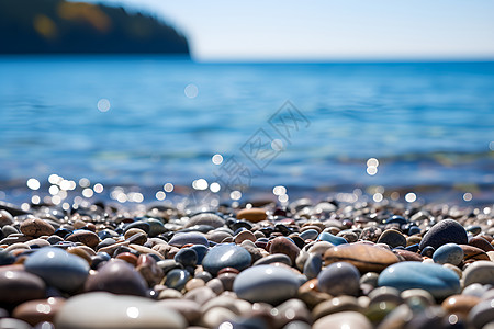 阳光下的鹅卵石多彩的鹅卵石背景