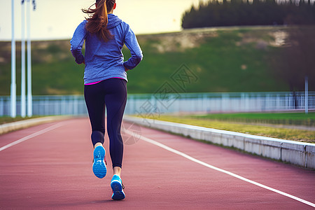 跑步锻炼户外跑步运动的女子背景