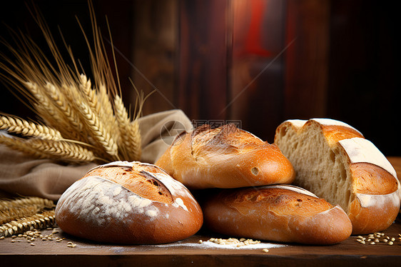 五谷丰登的小麦面包图片