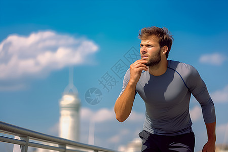 户外跑步运动的男子图片