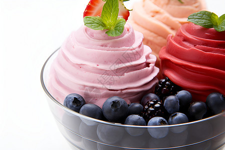 奶香四溢的水果冰淇淋图片