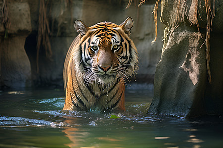 水中的老虎背景图片