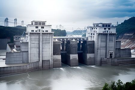 壮观的水库大坝建筑图片