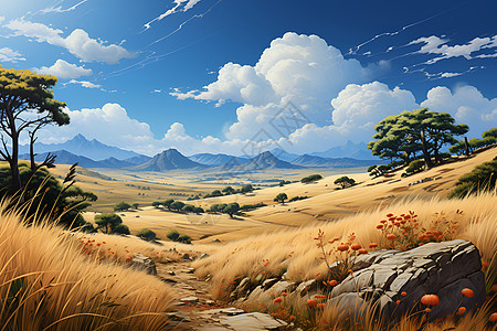 内蒙古大草原的自然美景背景图片