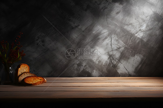 桌子上的面包图片