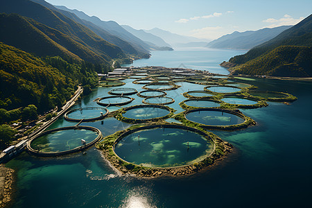 河流湖泊一片鱼塘背景