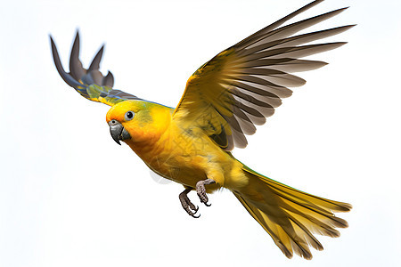 一只展翅飞翔的黄绿色小鸟背景图片