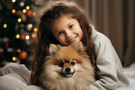 女孩与小狗的温馨时刻图片