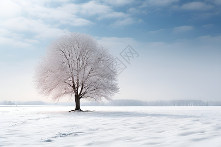 白雪覆盖的乡野景观图片