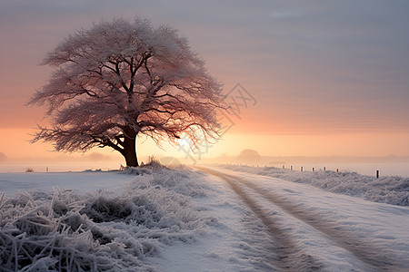 冬日霜降的美景背景图片