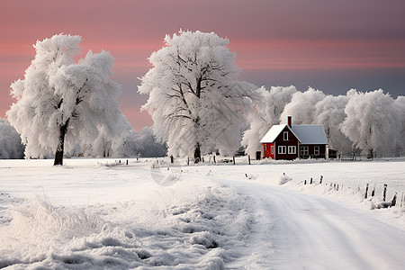 下雪景冬日雪中的宁景背景