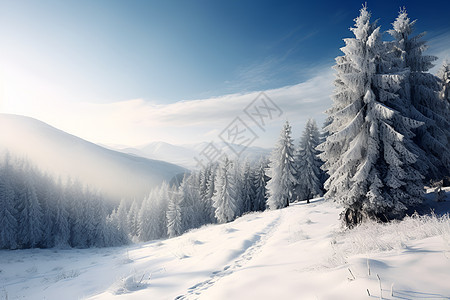 白雪皑皑冬日公园图片