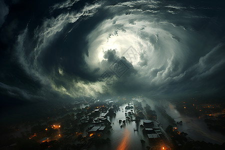 城市上空的风暴背景图片
