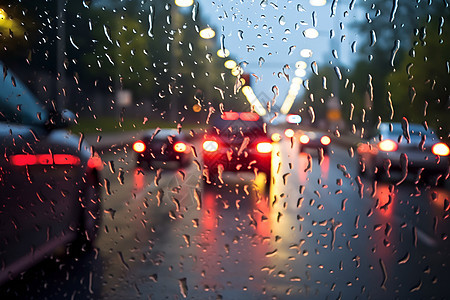 城市雨天车流拥堵图片