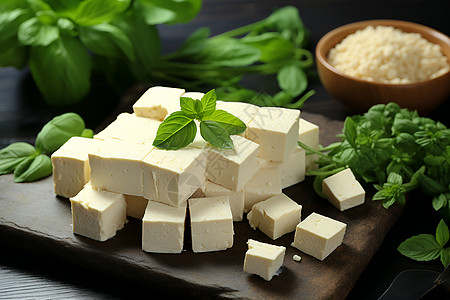 豆制品食物大豆蒸豆腐高清图片