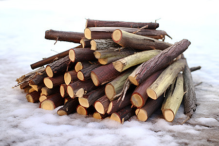 冬季木材堆图片
