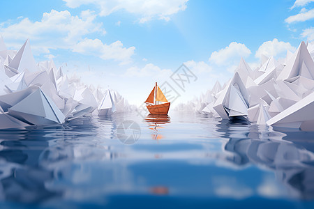 手工纸纸船涉险设计图片