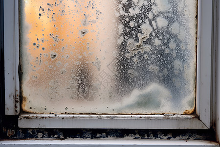 小寒冷水滴漏在窗户上背景
