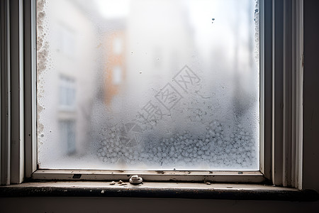 玻璃建筑窗外飘落的雨滴背景