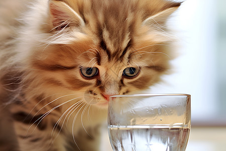 小猫咪喝水图片