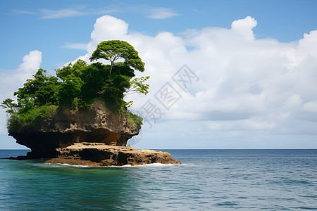 蓝天下的小岛背景图片