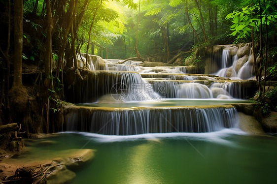 绿水山间的美丽景色图片