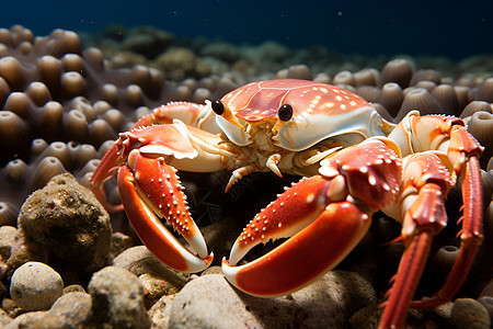 海底世界中的一只螃蟹高清图片