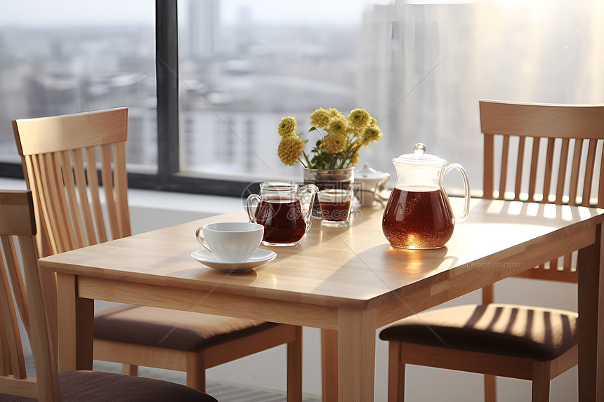 室内餐桌上面的茶图片