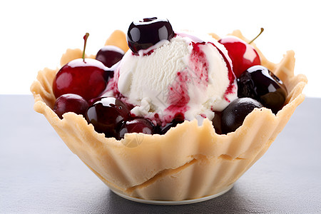 美味的樱桃冰淇淋图片