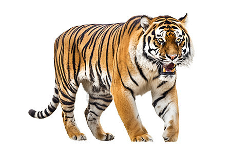 白色背景中凶猛的老虎图片