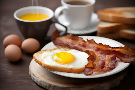 桌面上健康美味的煎蛋图片
