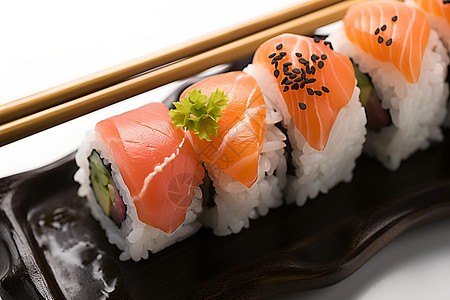 健康的生鱼片寿司图片
