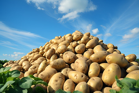 种植土豆田野上的土豆背景