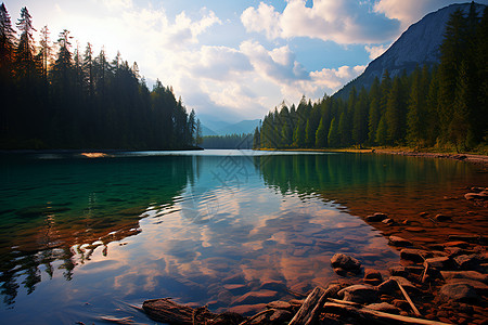 美丽的山林湖泊图片