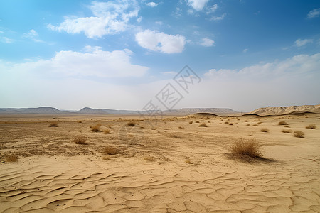 蓝天下的沙漠土地背景图片