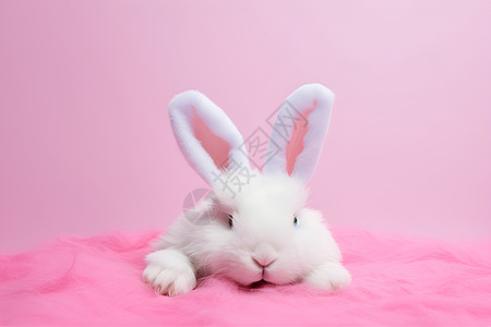 趴着的玩偶兔子背景图片