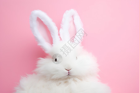 白色的毛绒兔子背景图片