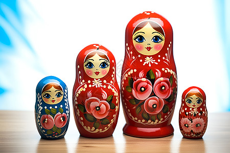 俄罗斯套娃玩偶民族艺术品背景