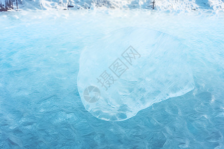 小寒冷冰湖中漂浮的大冰块背景