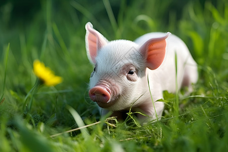 草坪上的小猪图片