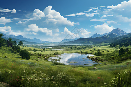 静谧草原背景图片