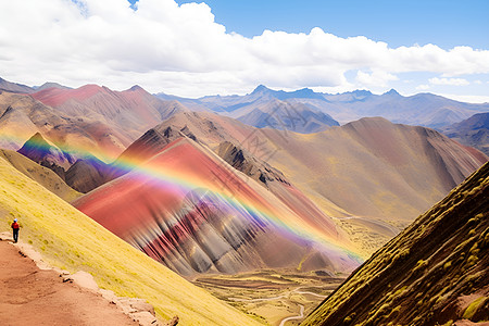 山脉中的彩虹图片